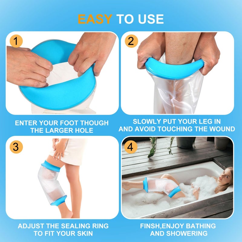 Divvsck Waterproof Knee Cast Cover for Shower, Watertight Cast Bag, Reusable, Shower Protector for Knee Replacement Surgery, Wound, Burns (L) - Image 4